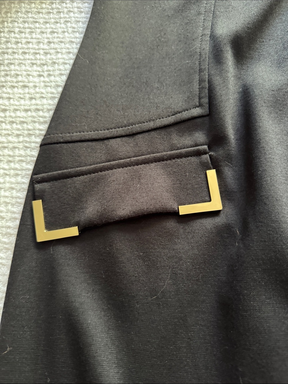 Donna Morgan Black shift Dress with Gold Corner Trim - Picture 2 of 4
